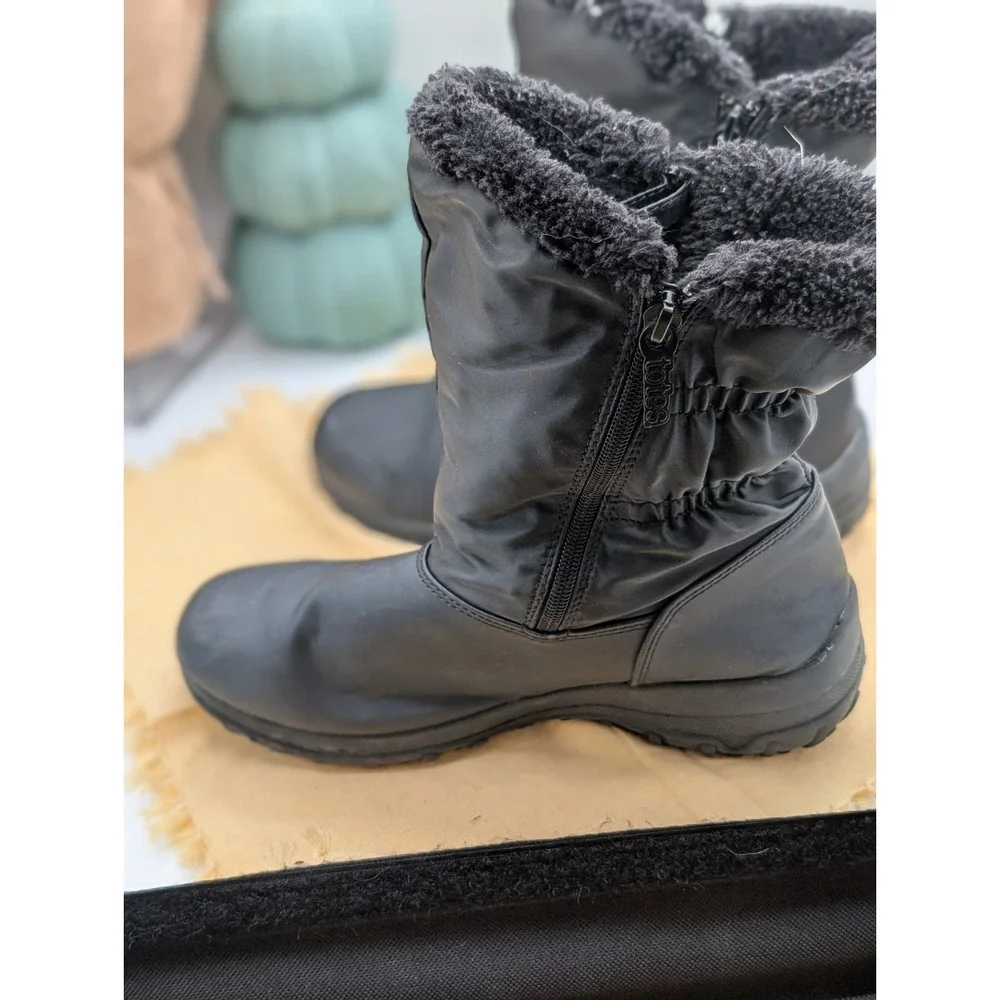 Totes Rikki Women's Winter Boots Size 9M Black Waterproof Dual Zip Faux Fur...